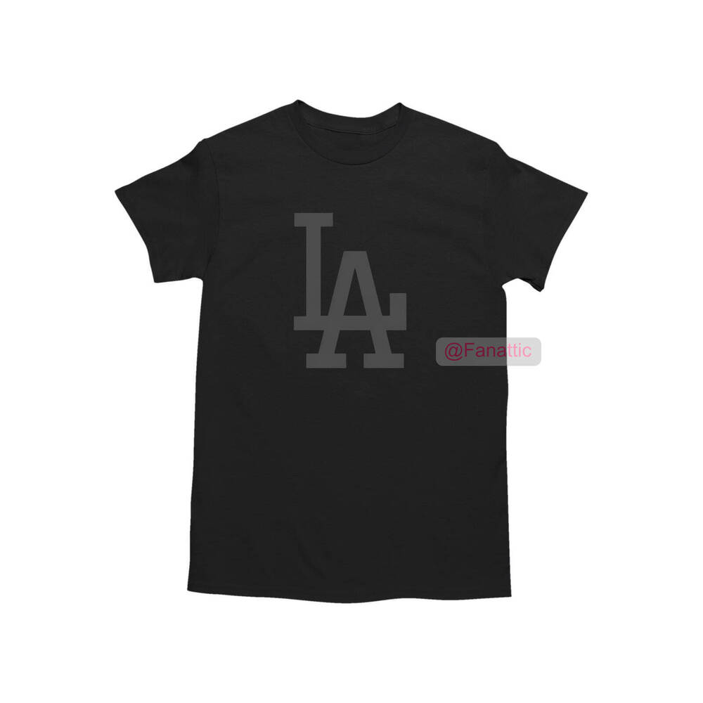 NEW Los Angeles Dodgers LA Tonal Logo T-Shirt BLACK